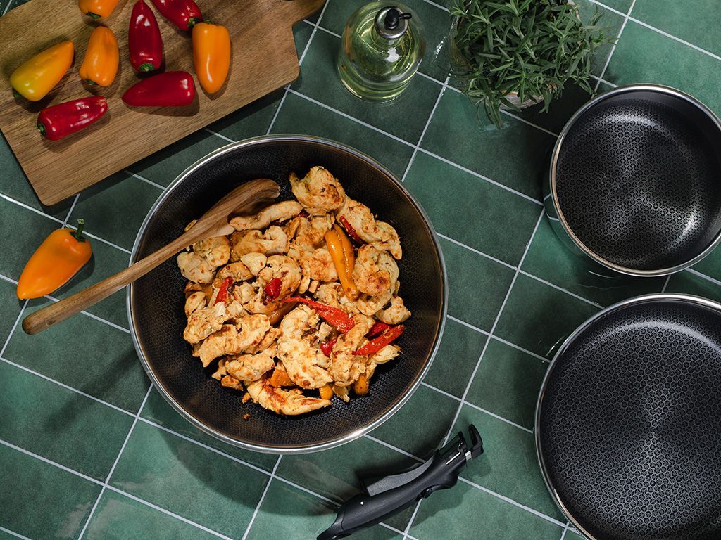 WOK CON MANICO RIMOVIBILE SET 30CM - 4