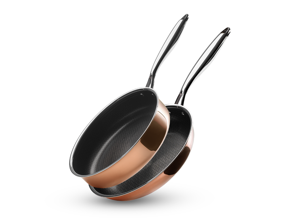 SET PADELLA+SAUTÉ IBRIDA ANTIADERENTE IN RAME - 2 PEZZI - 1
